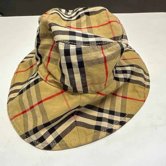 Burberry London Vintage Nova Check Bucket Hat Beige Plaid Size M Unisex main image 5